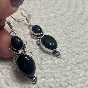 Beautiful BLUE SUNSTONE Handmade Sterling 925 Dangle Earrings #286E